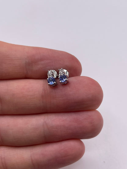14ct white gold tanzanite and zircon earrings