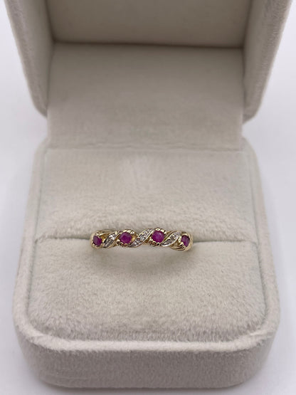 9ct gold ruby and diamond ring