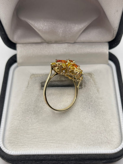9ct gold citrine cluster ring