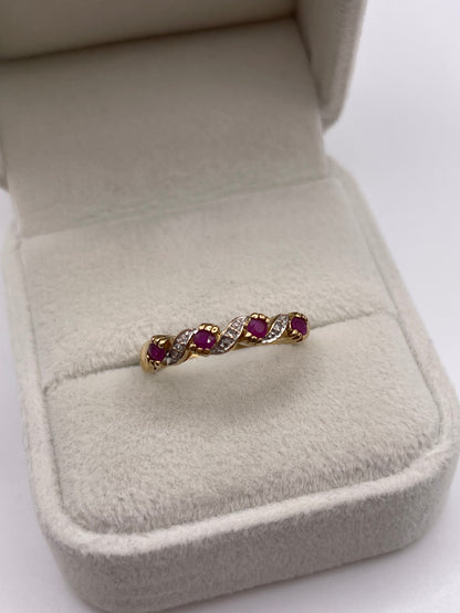 9ct gold ruby and diamond ring