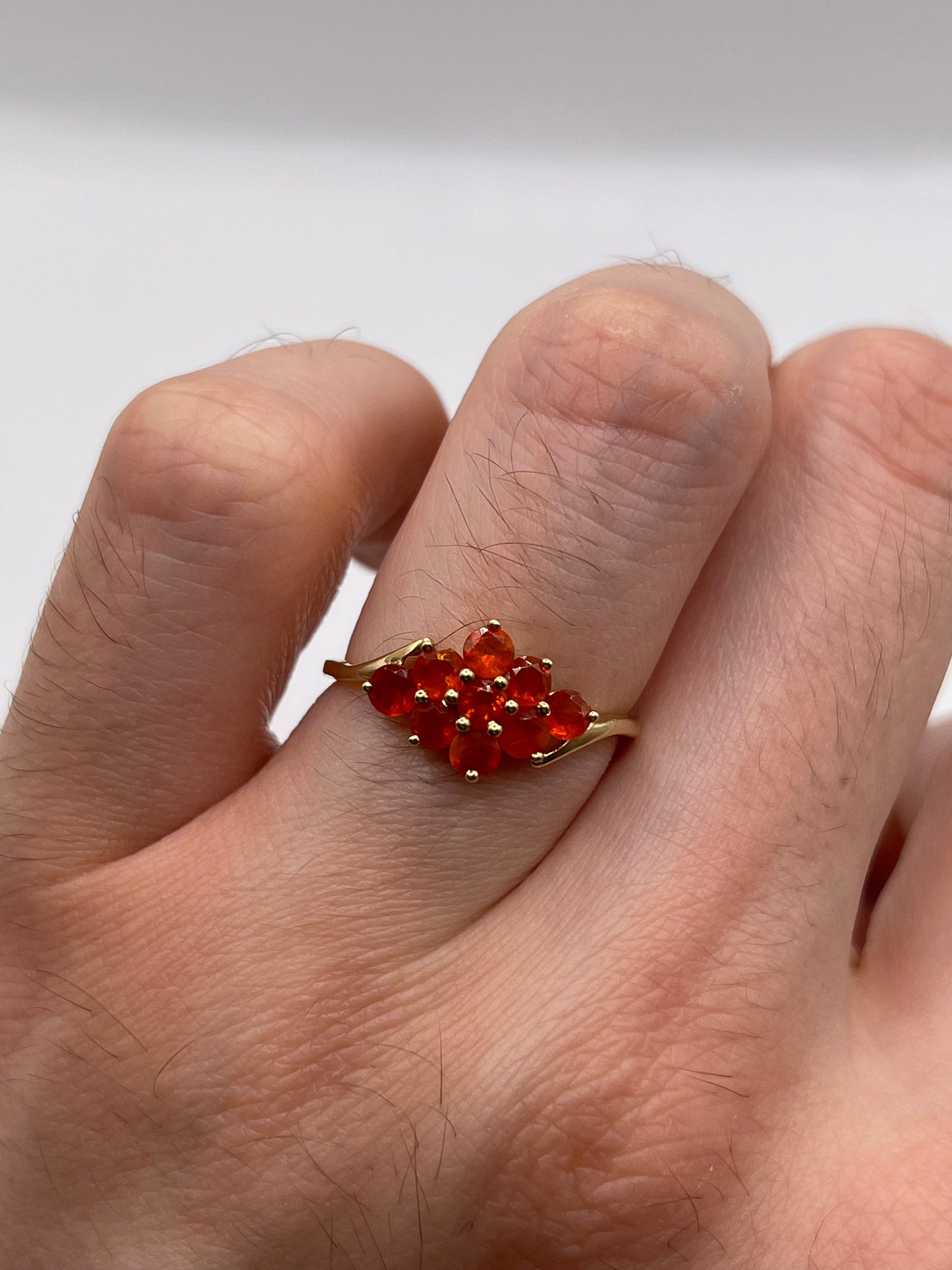 9ct gold fire opal cluster ring