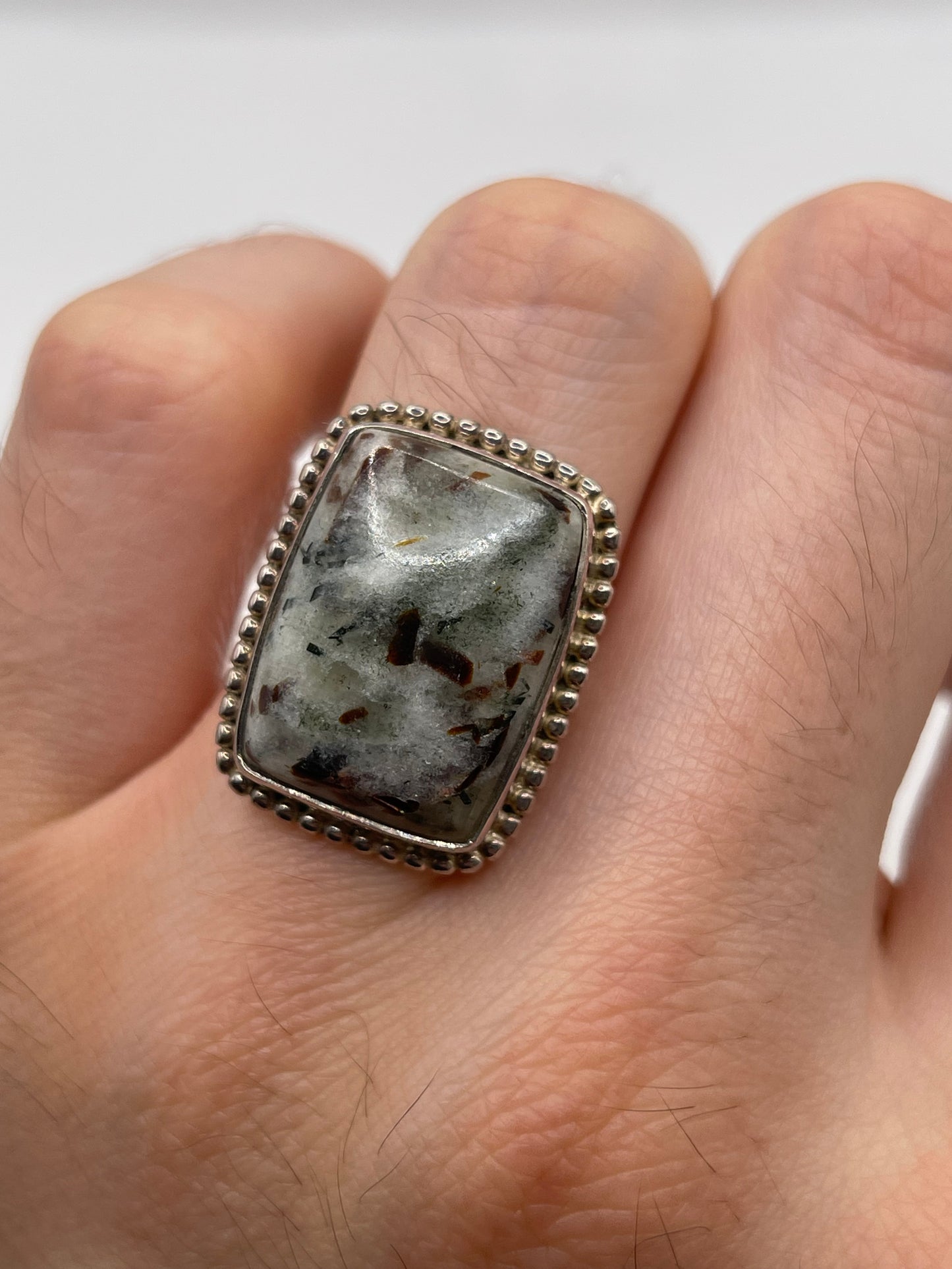 Silver gemstone ring