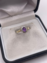 Load image into Gallery viewer, 9ct gold amethyst and diamond ring
