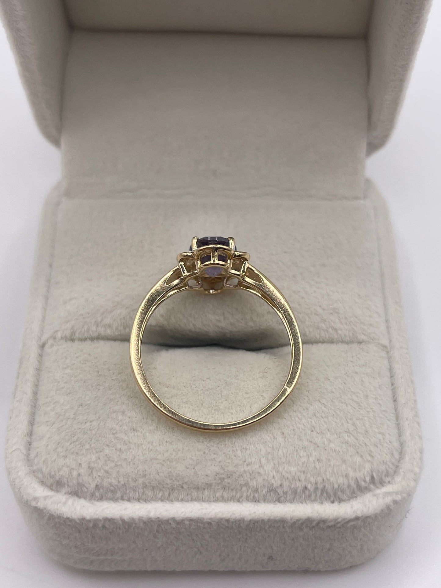 9ct gold iolite and diamond ring