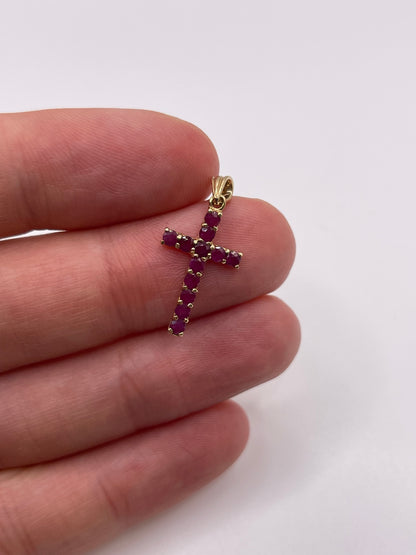 9ct gold ruby cross pendant