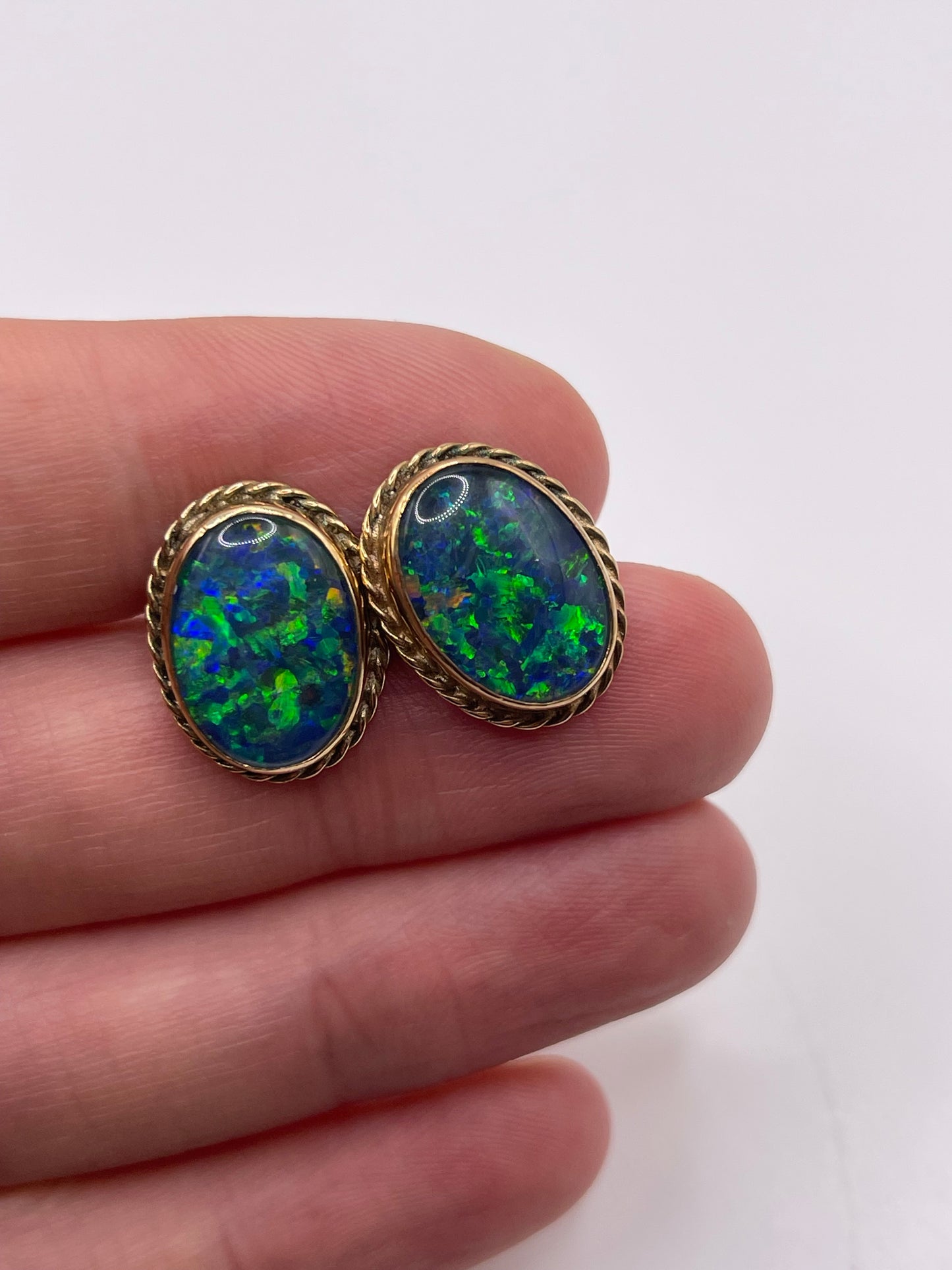9ct gold opal triplet earrings