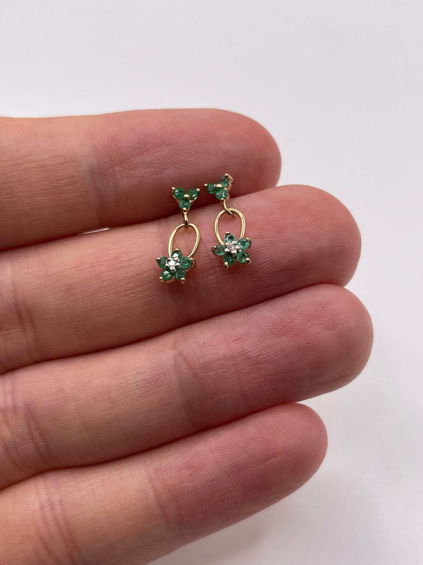 9ct gold emerald and diamond earrings