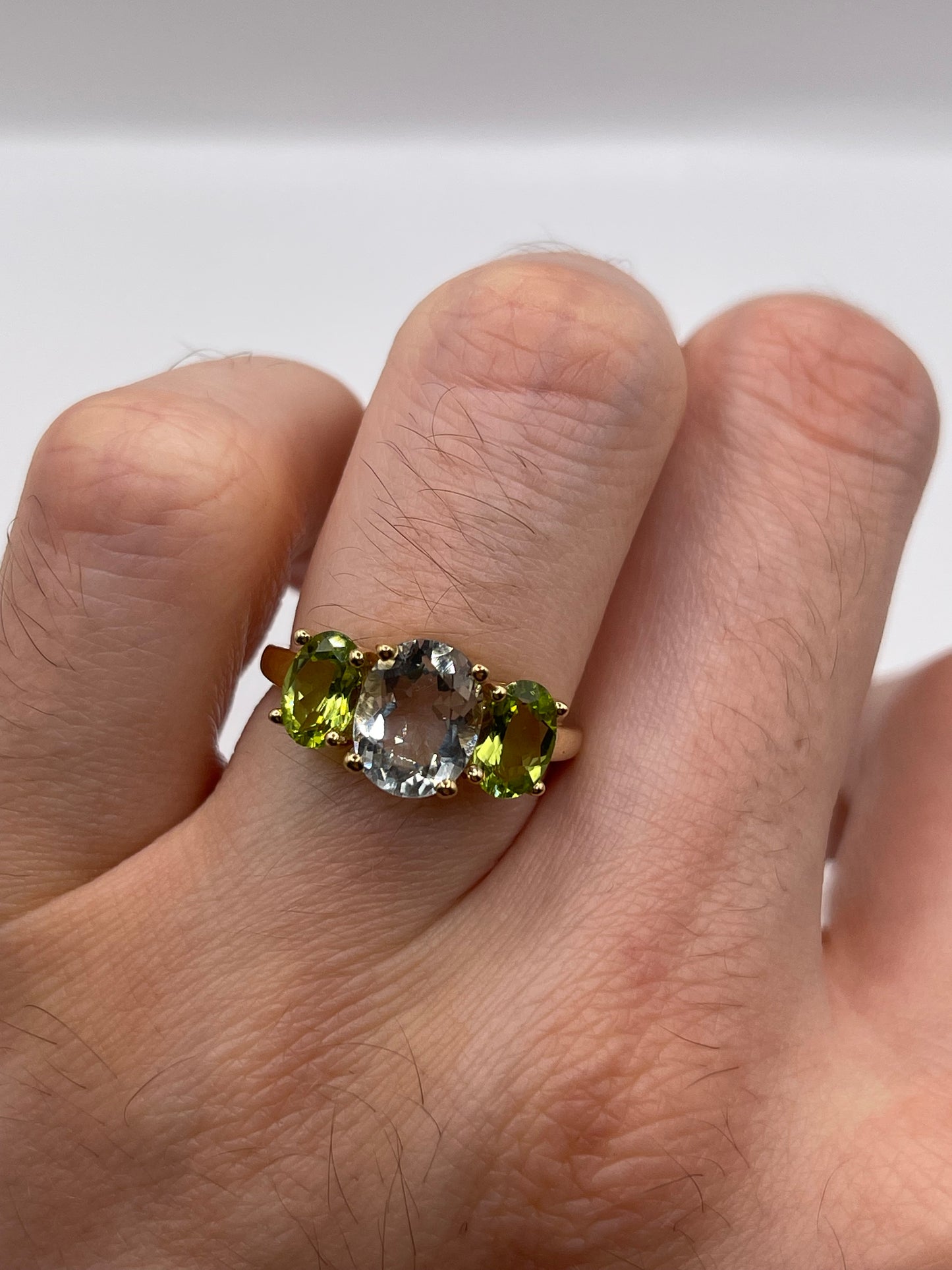 9ct gold green amethyst and peridot ring