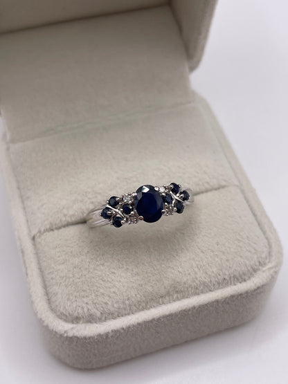 9ct white gold sapphire and diamond ring