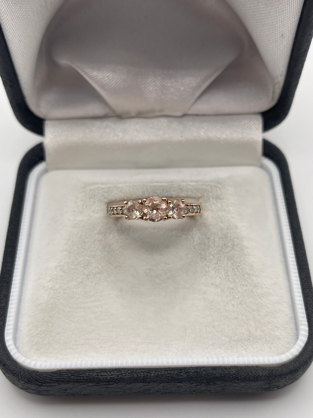 14ct rose gold morganite and diamond ring