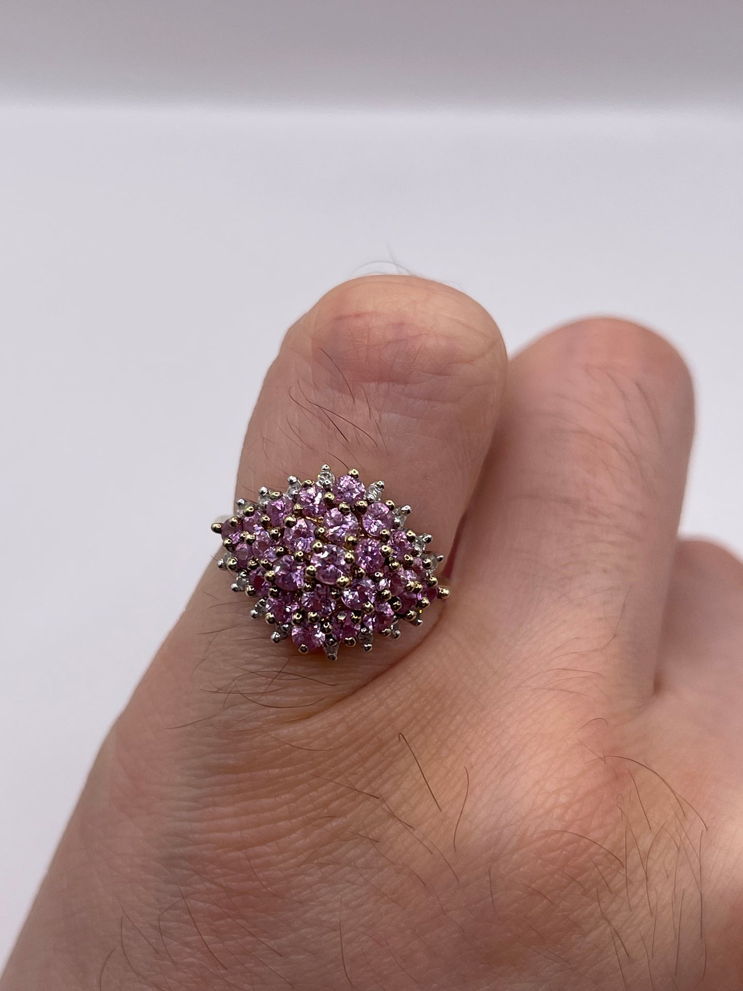 9ct gold pink topaz and diamond ring