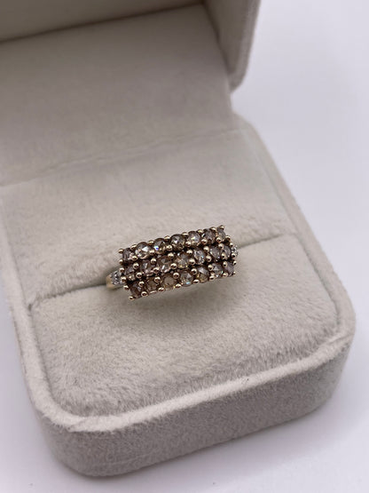 9ct gold rose cut diamond cluster ring