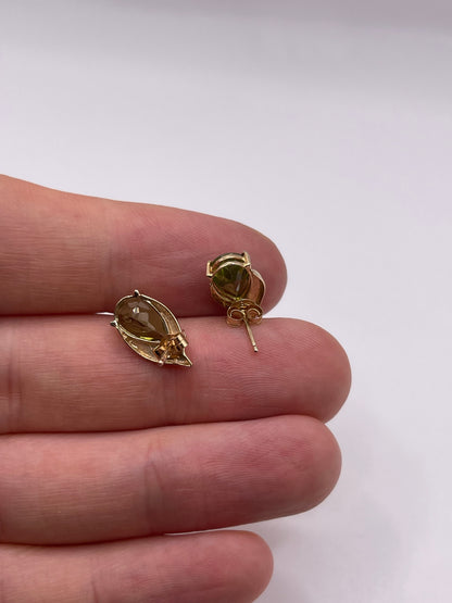 9ct gold quartz and diamond earrings