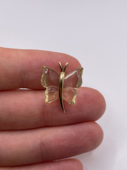 9ct gold quartz butterfly pendant