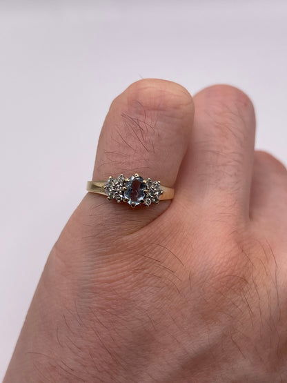 9ct gold aquamarine and diamond ring