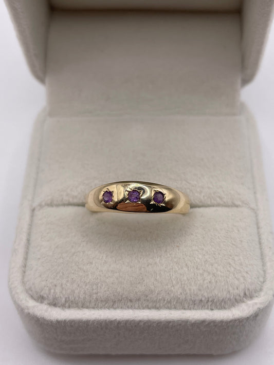 9ct gold amethyst gypsy ring
