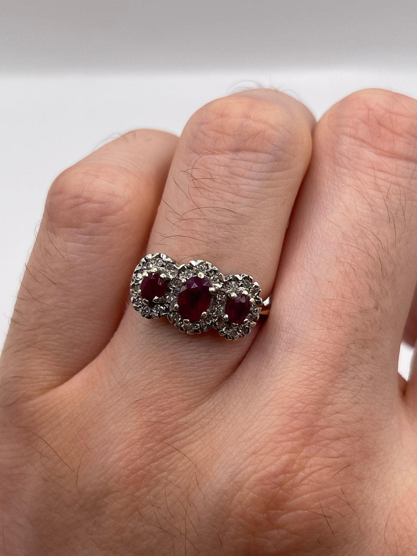 9ct gold ruby and diamond ring
