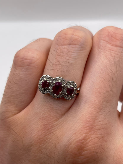 9ct gold ruby and diamond ring