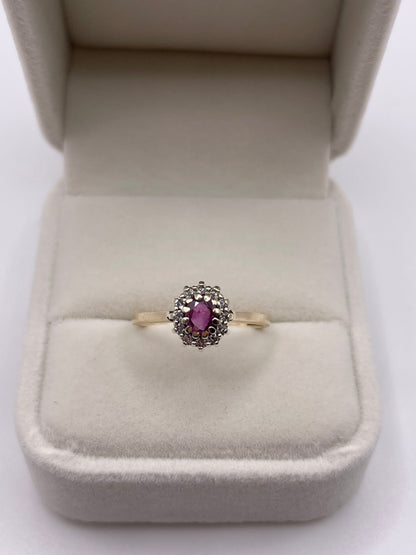 9ct gold ruby and diamond ring
