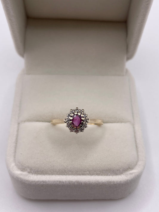 9ct gold ruby and diamond ring