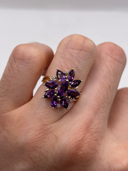 9ct gold amethyst and diamond ring