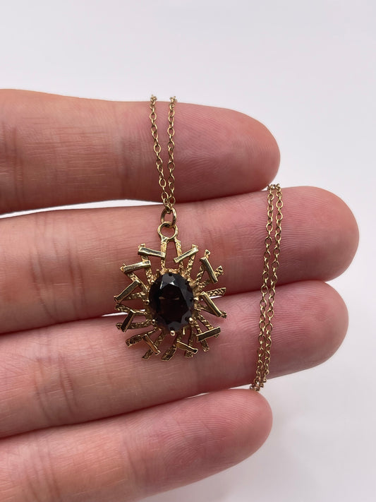 9ct gold Smokey quartz necklace