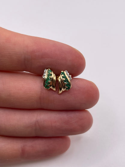 9ct gold emerald and diamond earrings