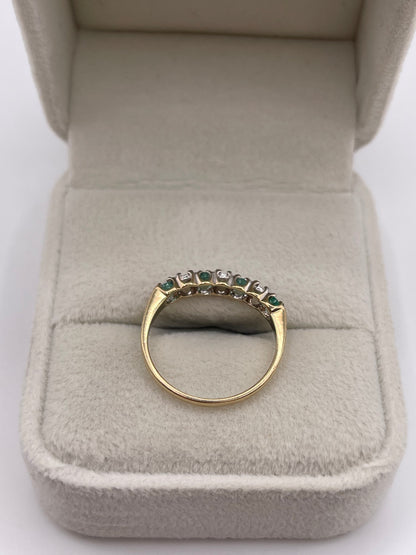 9ct gold emerald and diamond ring