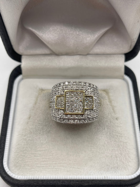 9ct gold 2ct diamond cluster ring