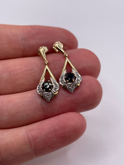 9ct gold sapphire and diamond earrings