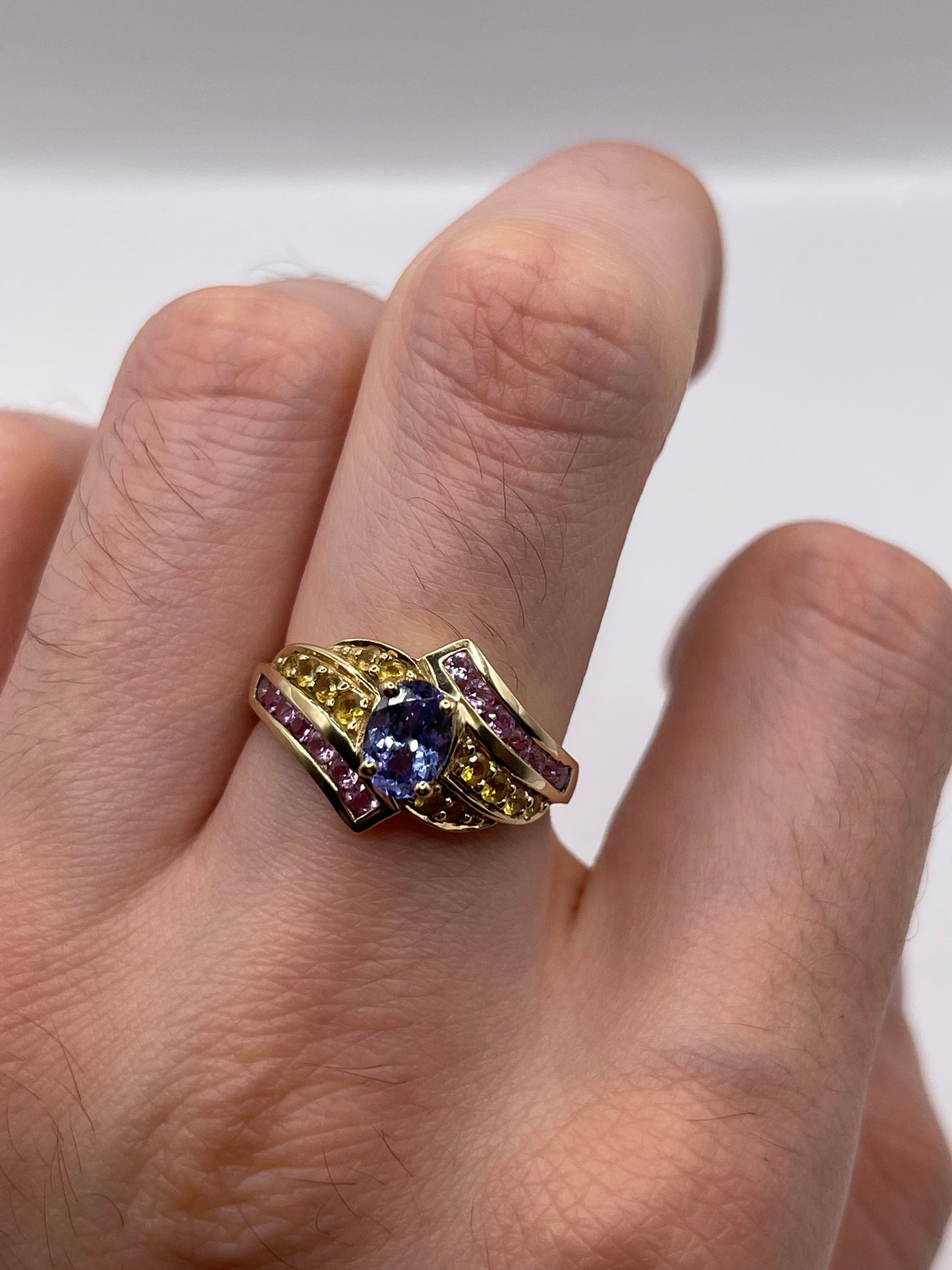 9ct gold sapphire cluster ring