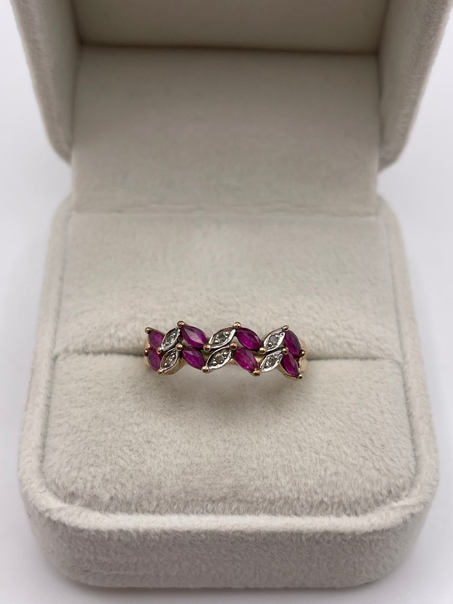 9ct gold ruby and diamond ring