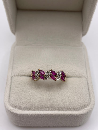 9ct gold ruby and diamond ring