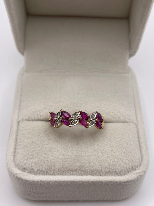 9ct gold ruby and diamond ring