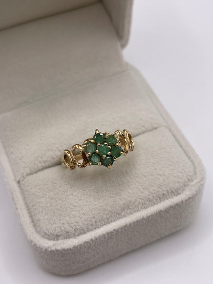9ct gold emerald cluster ring