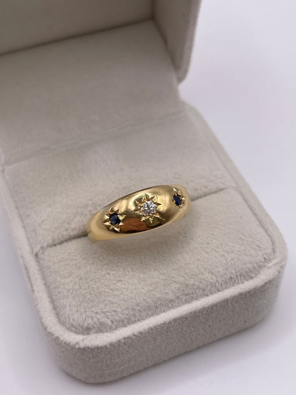 Antique 18ct gold sapphire and diamond gypsy ring
