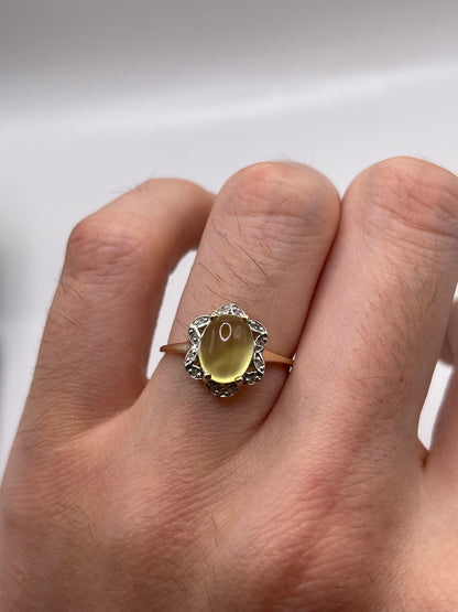 9ct gold quartz and diamond ring