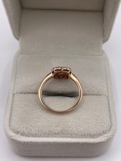 9ct rose gold diamond cluster ring