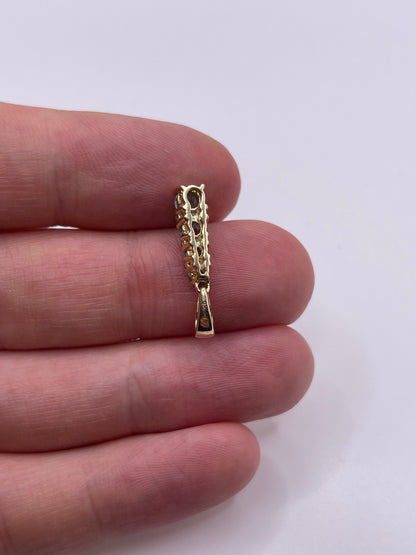 9ct gold emerald and diamond pendant