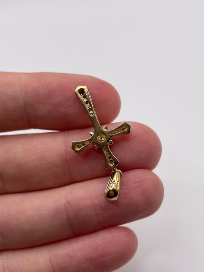 9ct gold diamond cross pendant