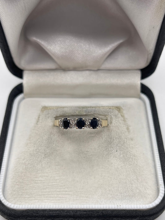9ct gold sapphire and diamond ring