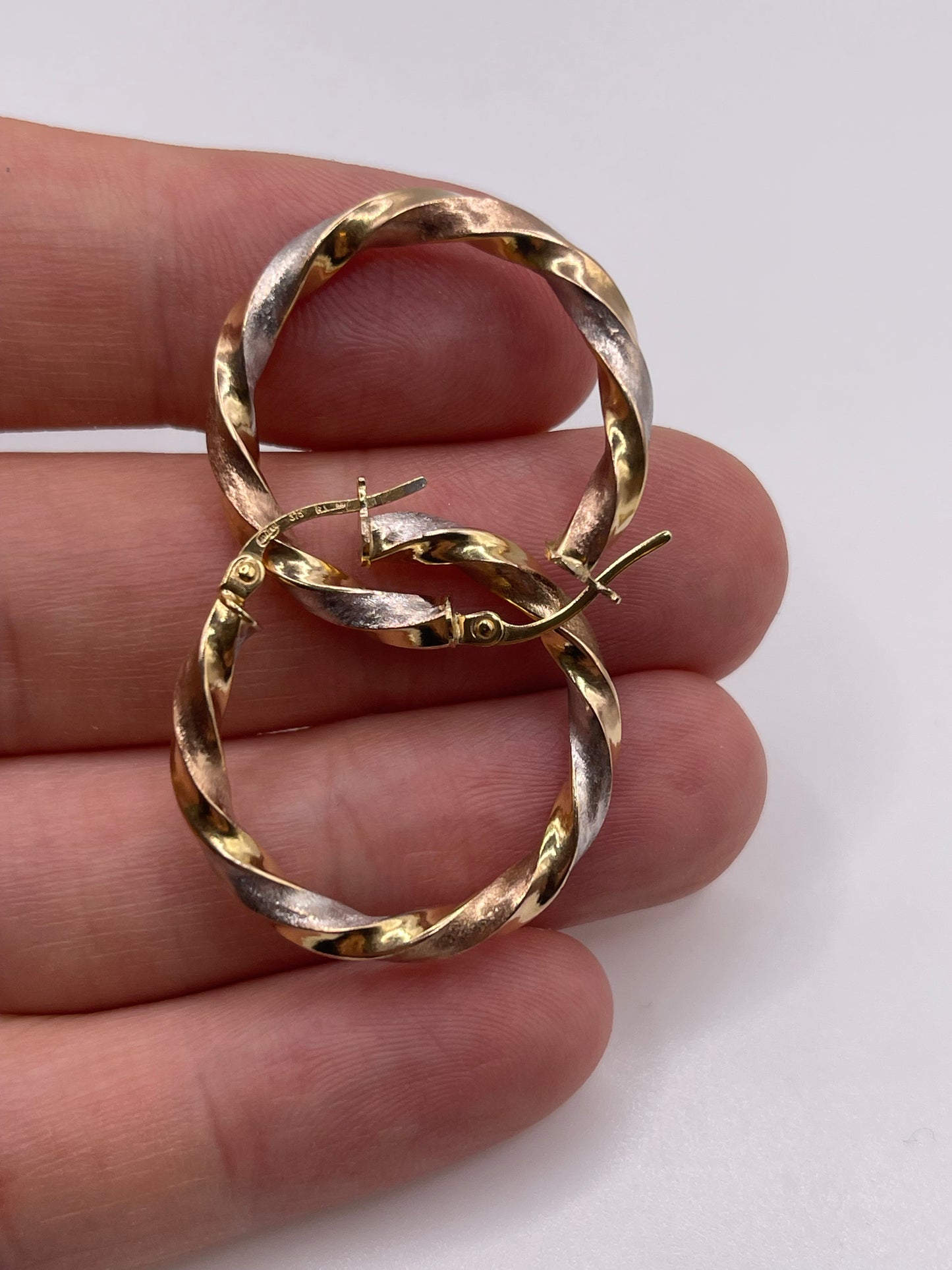 9ct tri gold creole earrings