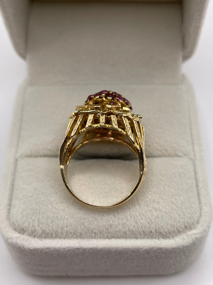 9ct gold ruby cluster ring