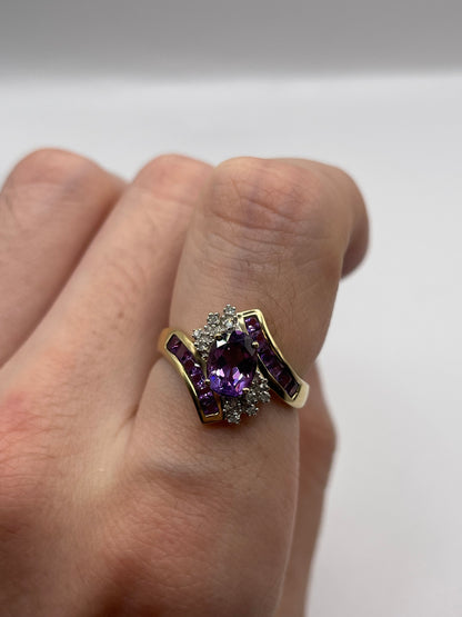 9ct gold amethyst and diamond ring