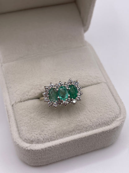 9ct gold emerald and cz ring
