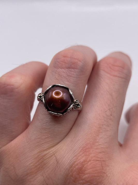 Silver pearl ring