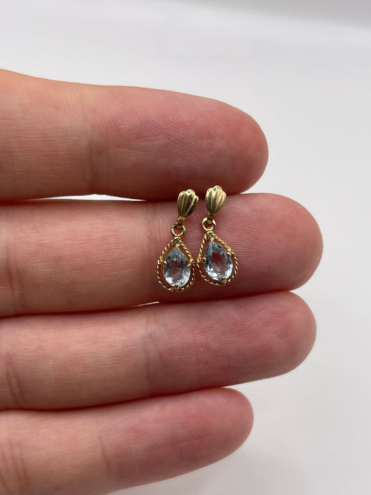 9ct gold blue topaz earrings