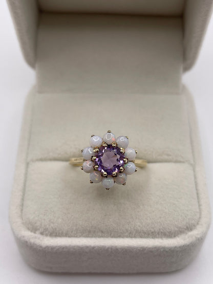 9ct gold amethyst and opal ring