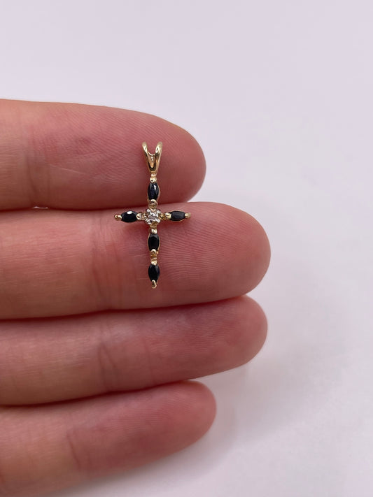 9ct gold sapphire and diamond cross pendant