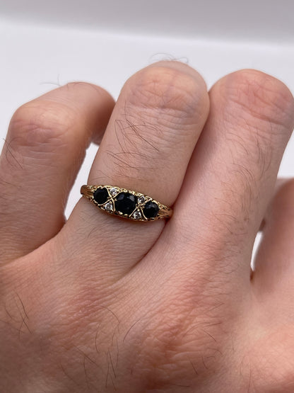 9ct gold sapphire and cz ring